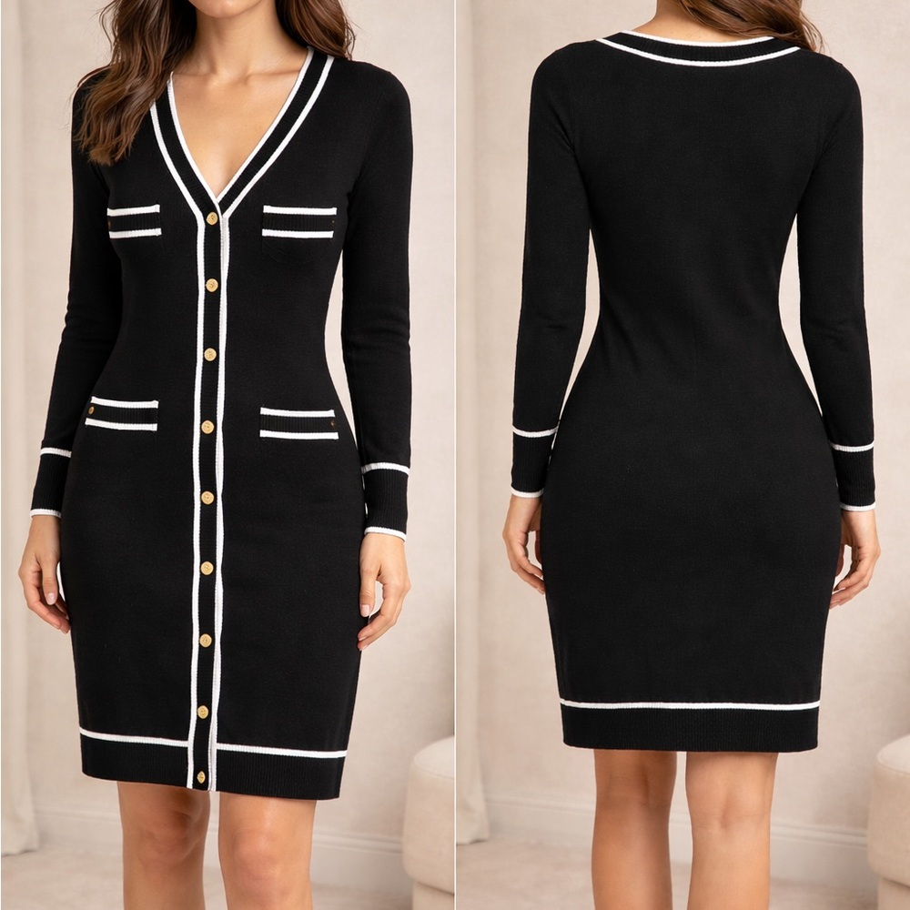 Madison & Hudson Black and White Button-Down Dress Sz Sm